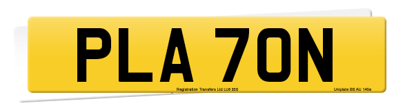 Registration number PLA 70N